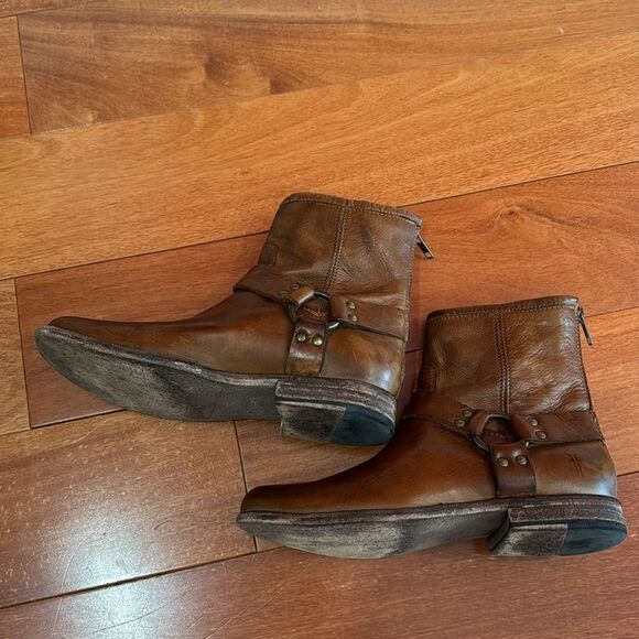 Frye Womens Brown Phillip Harness 76870 Leather Round Toe Zip Boots Size 8B - Picture 4 of 14